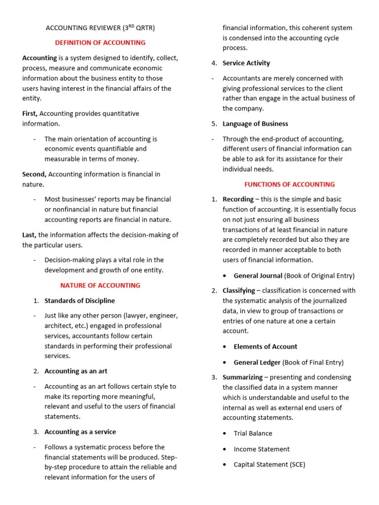 ACCOUNTING REVIEWER | PDF | Debits And Credits | Expense