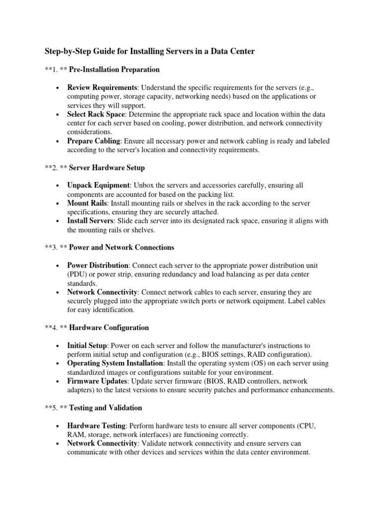 Step-by-Step Guide For Installing Servers In A Data Center | PDF | Data ...