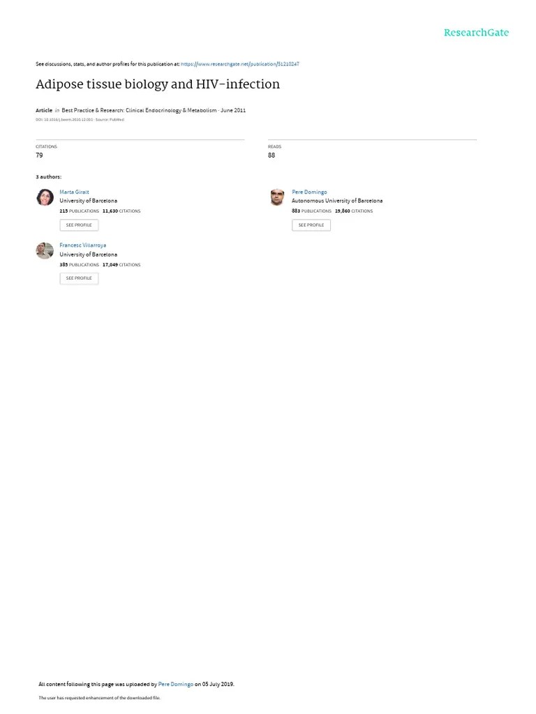 Adipose Tissue Biology And HIV-infection | PDF | Adipose Tissue | Adipocyte