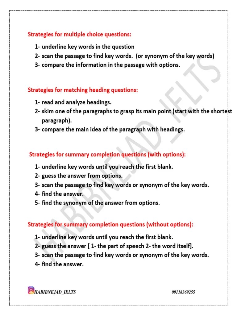 IELTS Reading Strategies | PDF