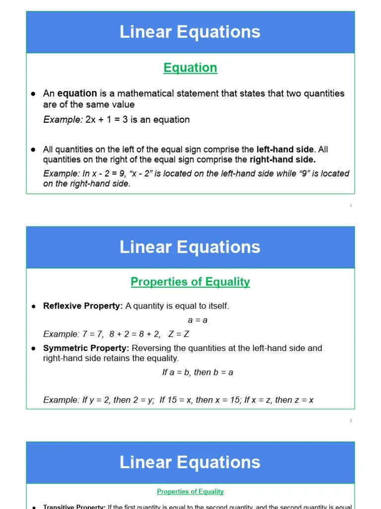 06 Linear Equations | PDF | Equations | System Of Linear Equations
