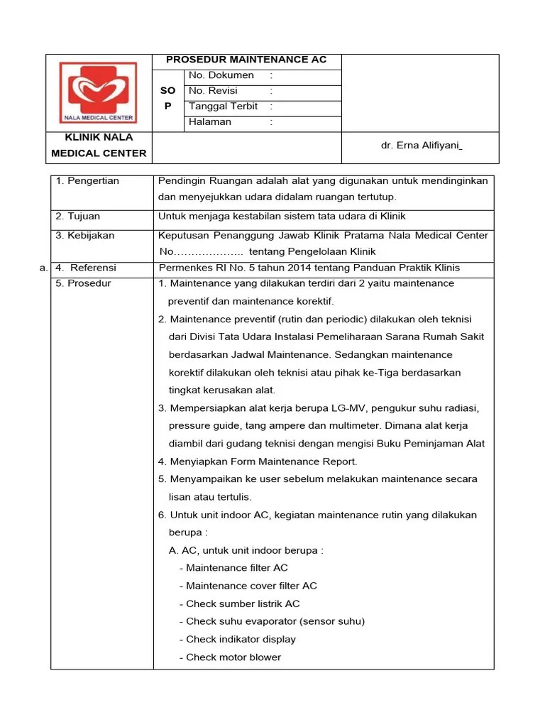 Sop Maintenance Ac | PDF | Hukum | Komputer
