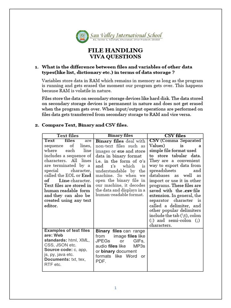 File Handling Questions | PDF | Comma Separated Values | Computer File