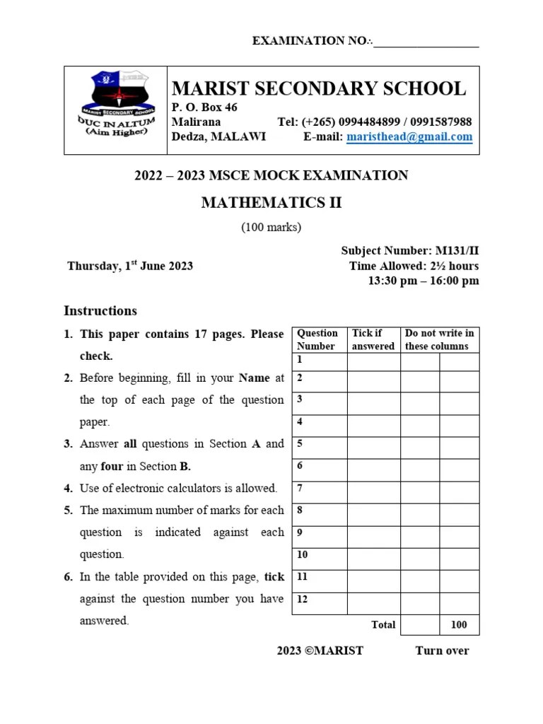 MATHEMATICS PAPER II | PDF | Circle | Mathematics