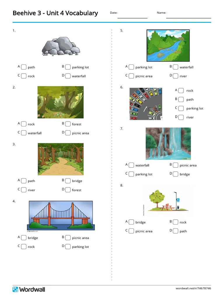 Beehive-3-unit-4-vocabulary-quiz | PDF