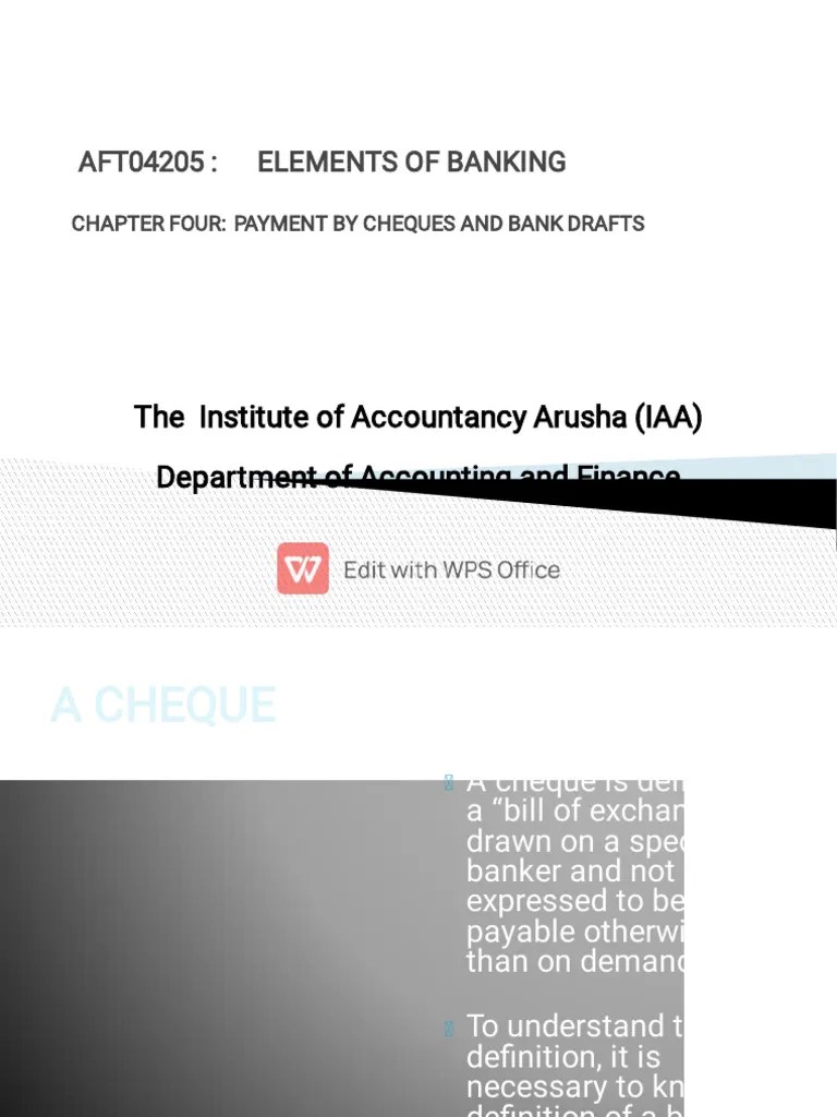 Chapter 3 Payment By Cheque And Bank Draft | PDF | Cheque | Payments