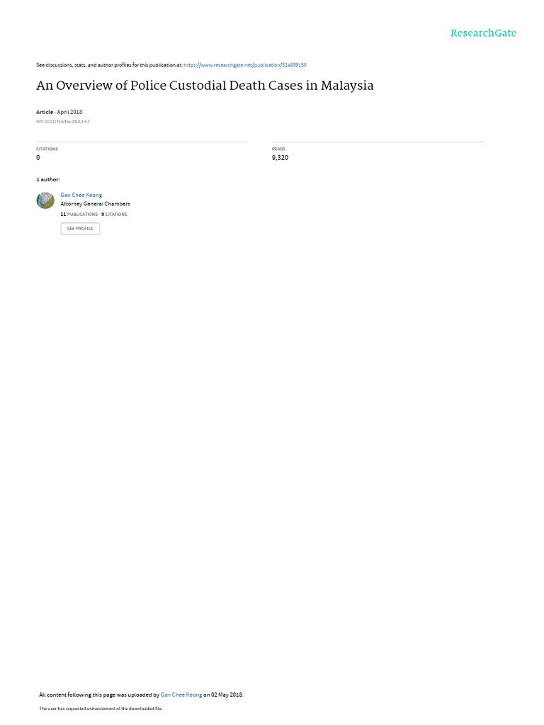 An Overviewof Police Custodial Death Casesin Malaysia | PDF | Arrest ...