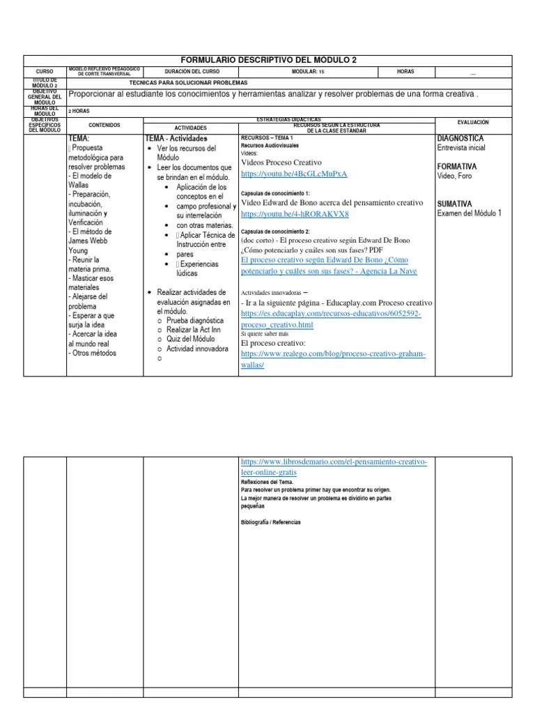 Planificación Modulo 2-Nuevo | PDF | Evaluación | Cognición
