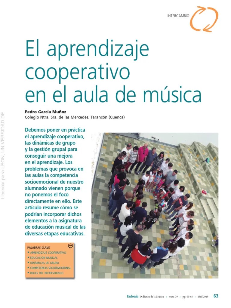 Aprendizaje Cooperativo Aula Música | PDF | Salón De Clases | Maestros