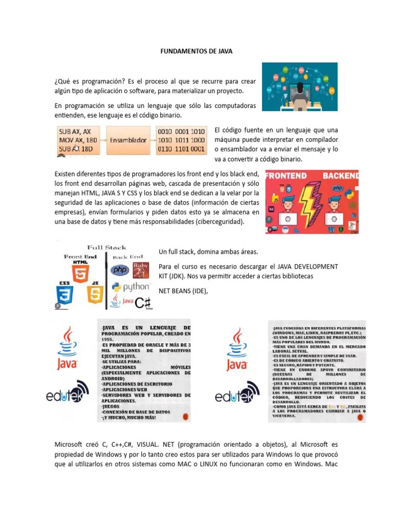 FUNDAMENTOS DE JAVA | Descargar Gratis PDF | Java (lenguaje De ...