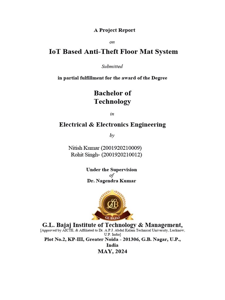 IoT Based Anti Theft Floor Mat System | PDF | Internet Of Things | Security