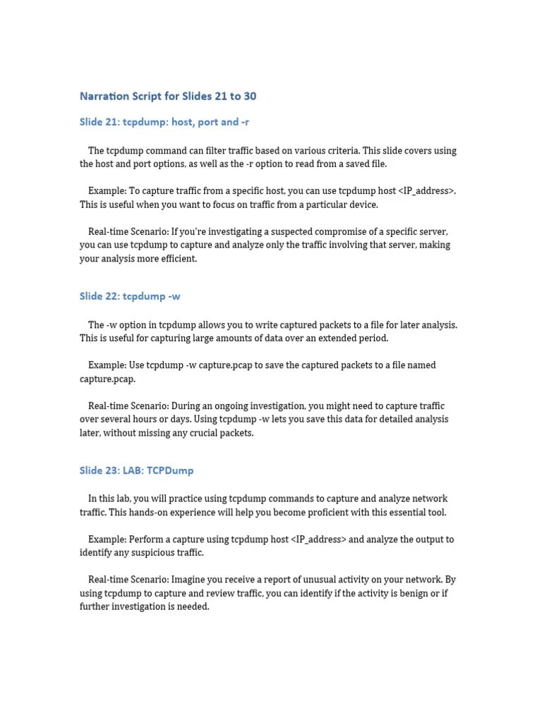 Narration Script For Slides 21 To 30 | PDF | Transmission Control ...