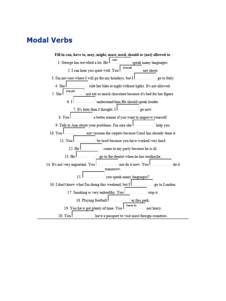 Modal Verbs (Exercise) | PDF