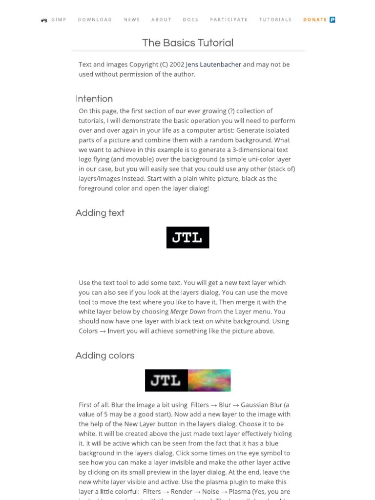Gimp The Basics Tutorial | PDF