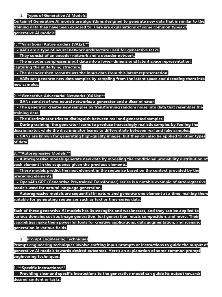 Types Of Generative AI Models | PDF | Artificial Intelligence ...