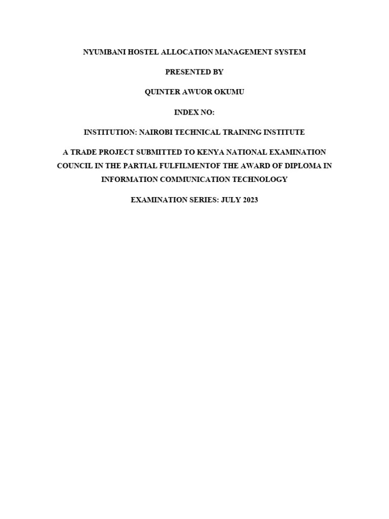 Documentation Of Nyumbani Hostel Management | PDF | Software ...