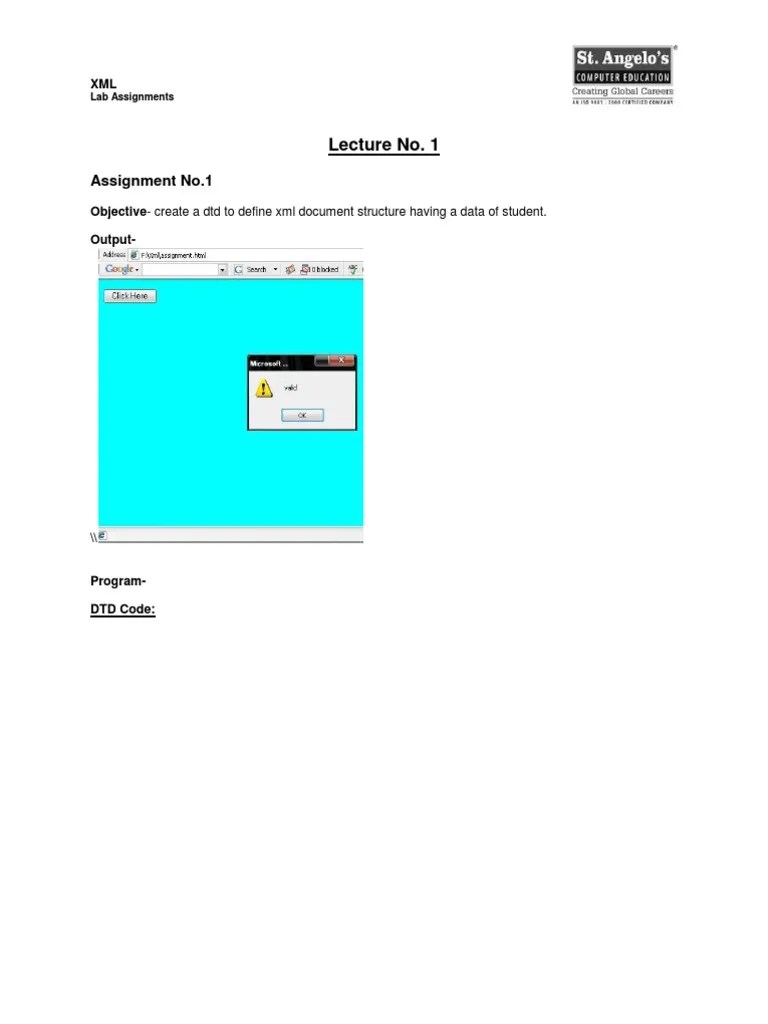 XML Lab Assignments Schema | PDF | Xml | Persistence