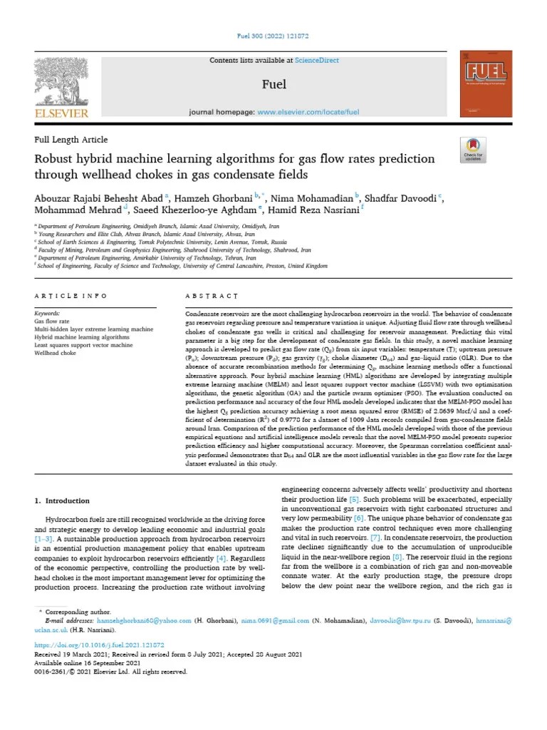 Robust Hybrid Machine Learning Algorithms For Gas Flow Rates Prediction ...