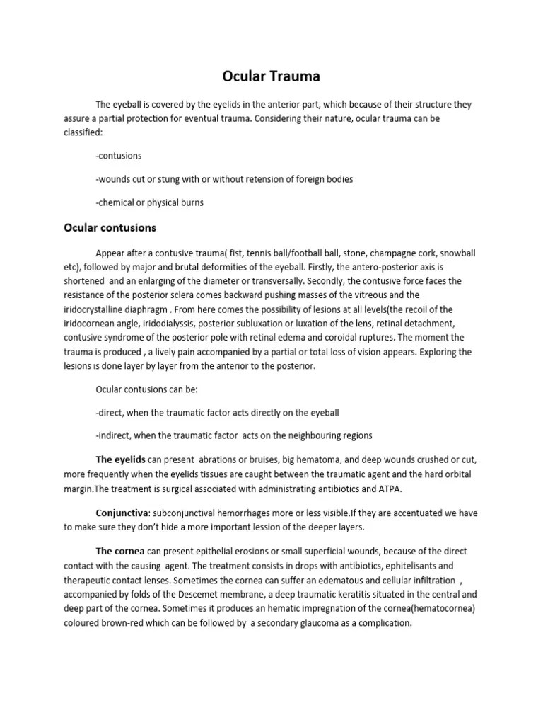 9 Ocular Trauma | PDF | Human Eye | Cornea