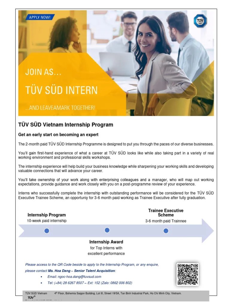 TÜV SÜD Vietnam Internship Program 2024 | Download Free PDF | Internship | Job Hunting