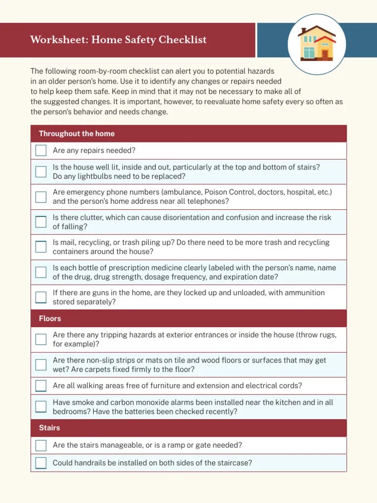 Worksheet Home Safety Checklist 1 | PDF | Stairs | Shower
