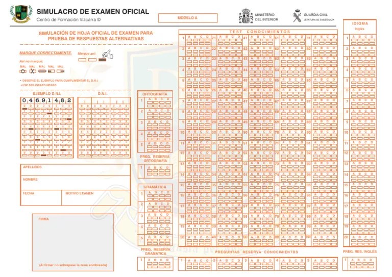 Plantilla EXAMEN SIMULACRO CONOCIMIENTOS TEÓRICO-PRÁCTICOS Modelo A | PDF