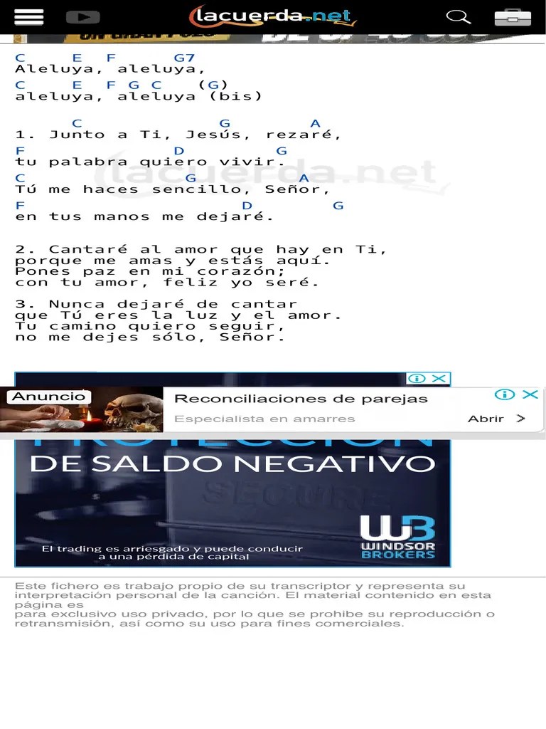 JUNTO A TI JESUS REZARE, Música Cristiana Acordes | PDF