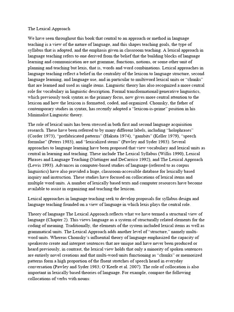 The Lexical Approach | PDF | Lexicon | Language Acquisition
