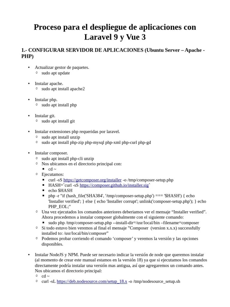Manual Para Despliegue De Aplicaciones Laravel + Vue En Ubuntu Server ...
