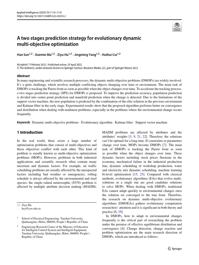2023 - A Two Stages Prediction Strategy For Evolutionary Dynamic Multi ...