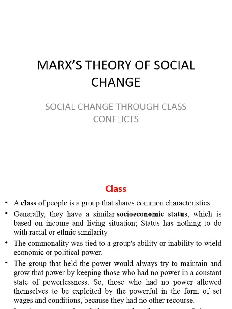 MARX’S THEORY OF SOCIAL CHANGE | PDF | Exploitation Of Labour | Working Class