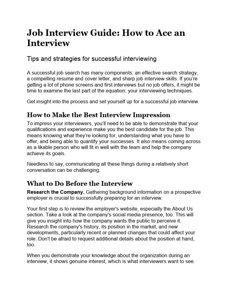 Job Interview Guide | PDF | Job Interview