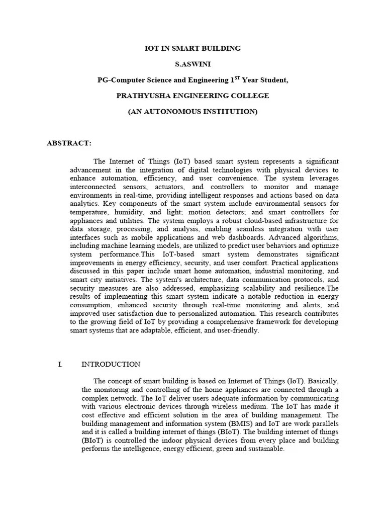 Iot In Smart Building | PDF | Internet Of Things | Building Automation