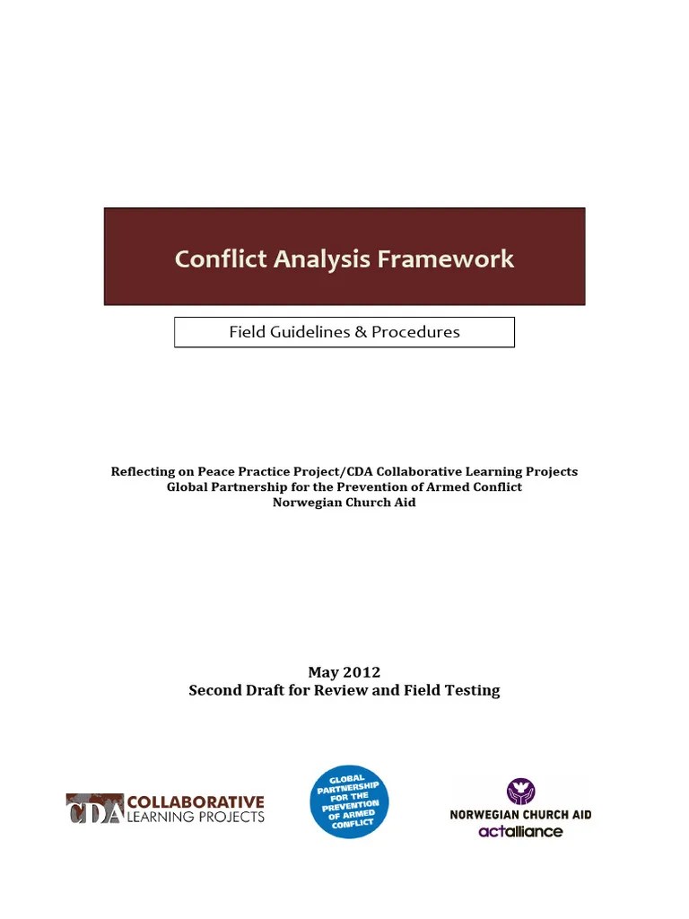 Conflict Analysis Framework Field Guidelines | PDF | Information | Peacebuilding