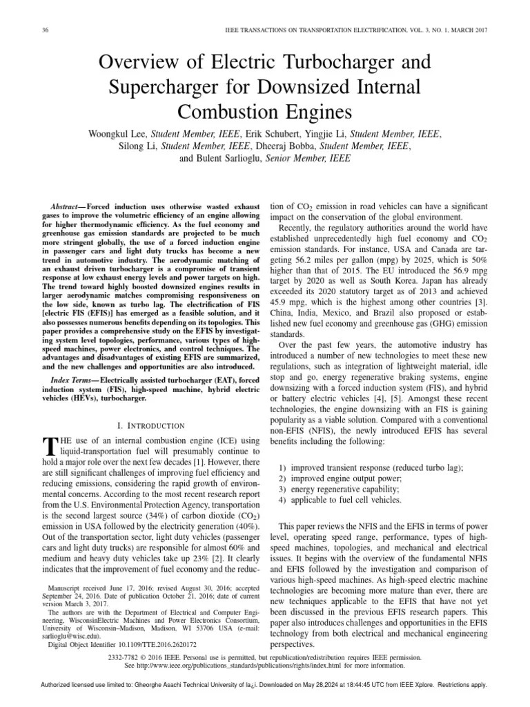 Overview Of Electric Turbocharger And Supercharger For Downsized Internal Combustion Engines ...