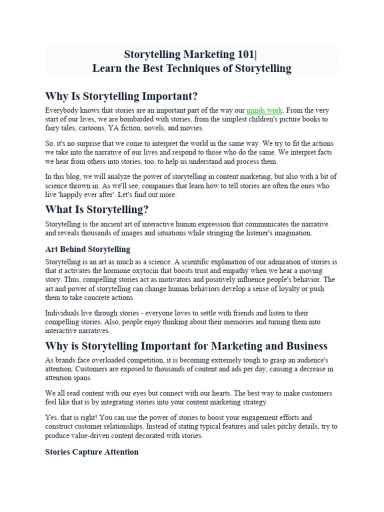 Storytelling Marketing 101 | PDF | Brand | Storytelling