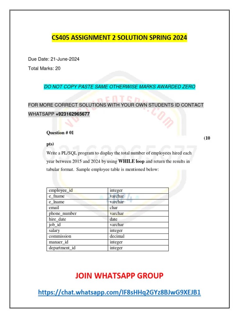 CS405 Assignment 2 Solution Spring 2024 | PDF | Data Management | Computing