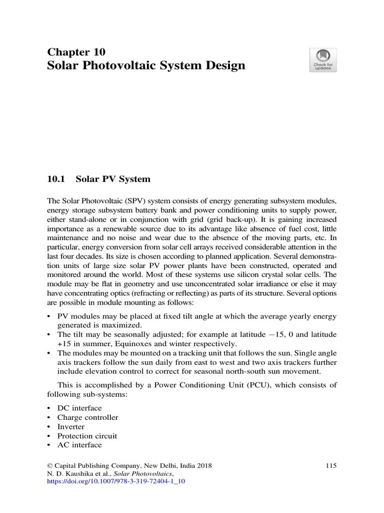 Solar Photovoltaic System Design | PDF | Photovoltaic System ...