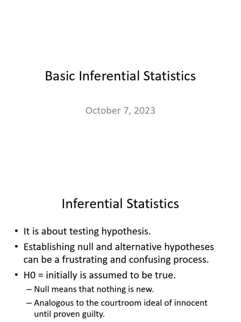 Basic Inferential Statistics Nov. 5 | PDF | Statistical Hypothesis ...