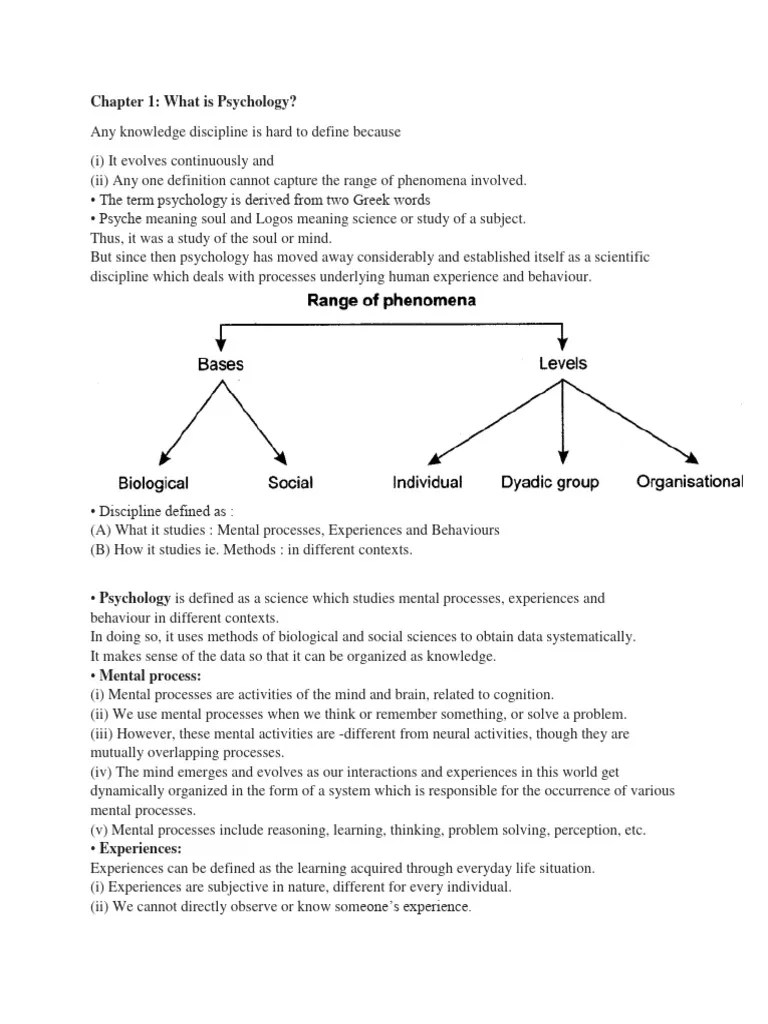 Chapter 1 Notes What Is Psychology | PDF | Psychology | Mind