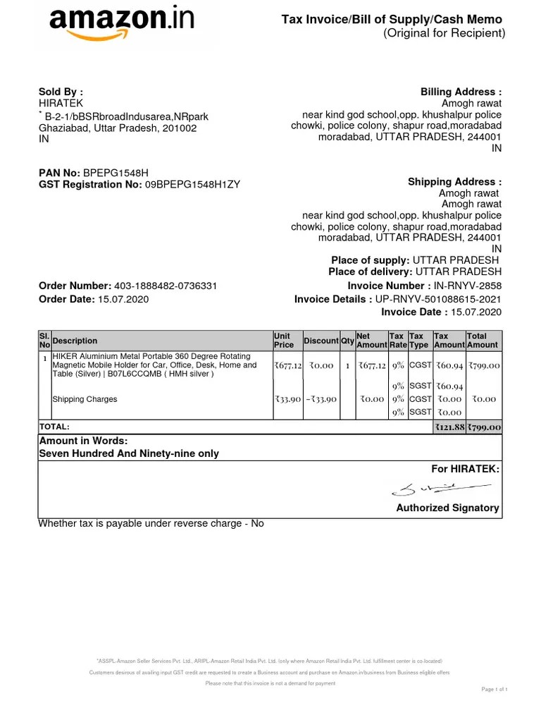 Amazon Invoice | PDF | Invoice | Taxes