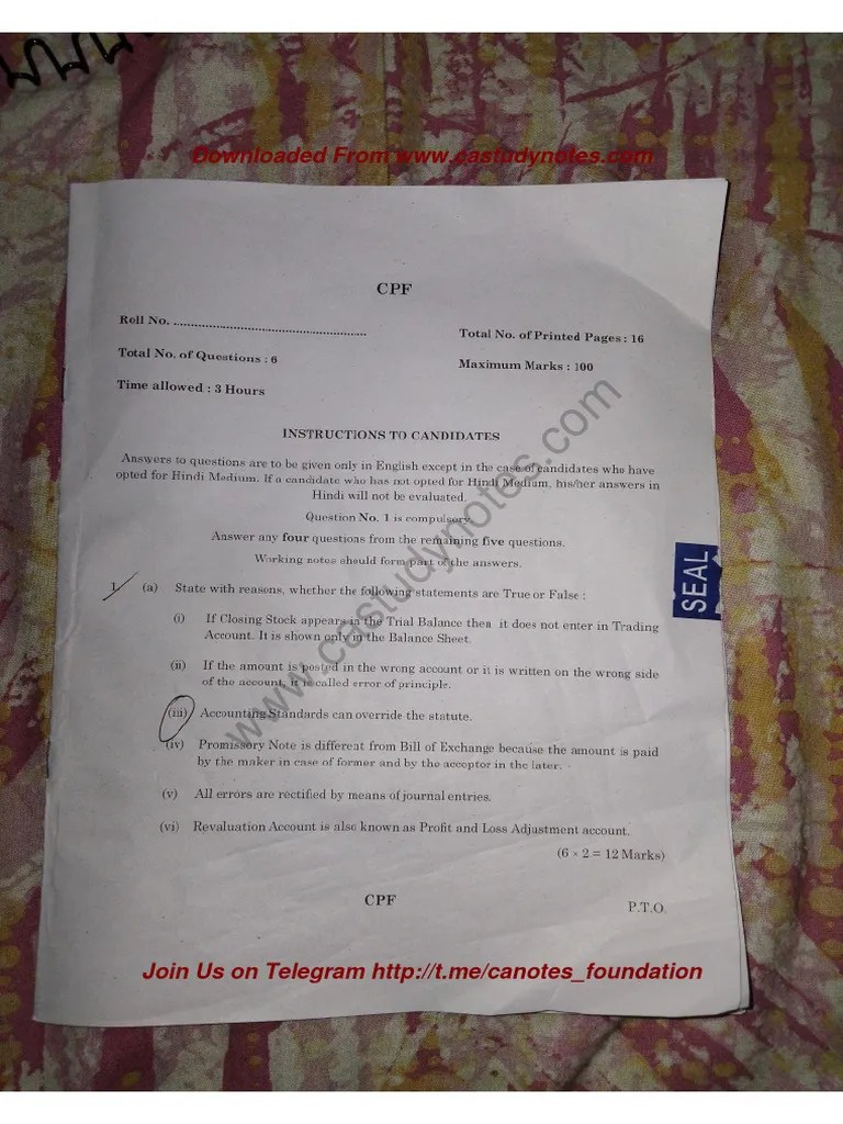 CA Foundation Accounts QP June 2024 Castudynotes Com | PDF | Social Science