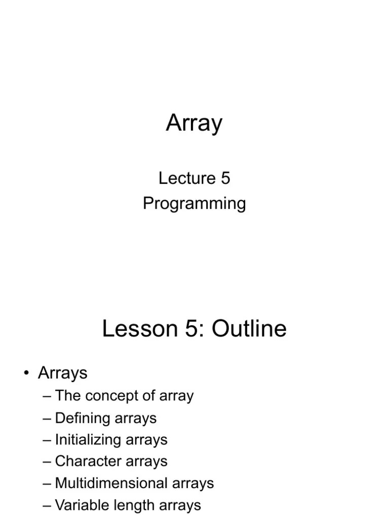 Lecture5 - Array | Download Free PDF | Integer (Computer Science ...