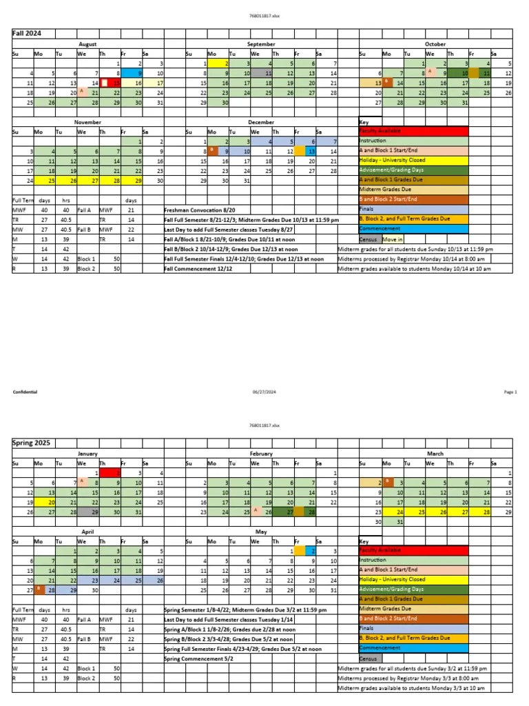 2024-2025 JSU Calendar V4 | PDF | Educational Institutions | Schools