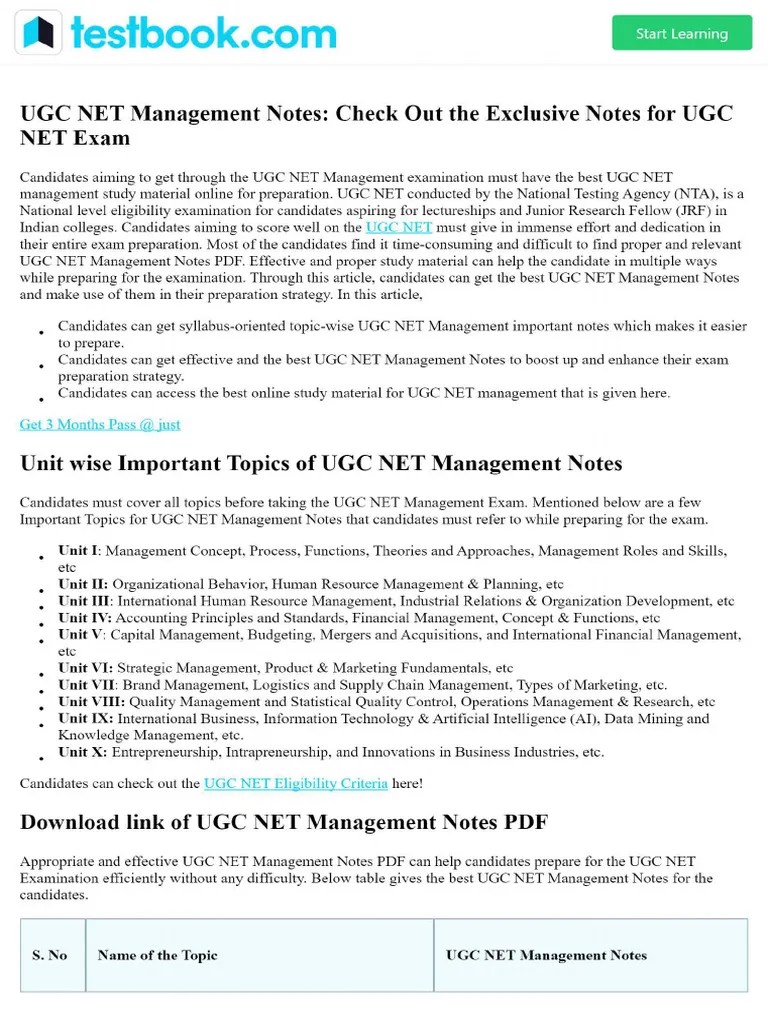 UGC NET Management Notes - Check Out The Exclusive Notes For UGC NET Exam | PDF