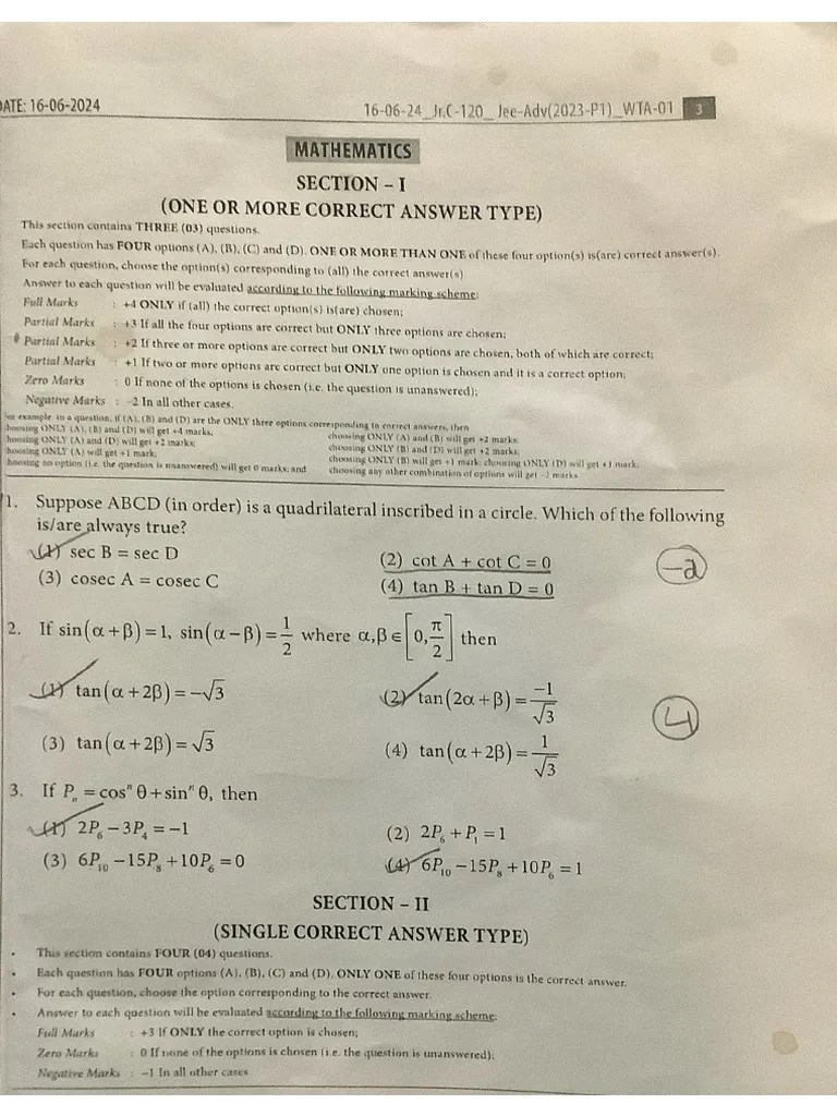 JEE Advance 1st Paper | PDF