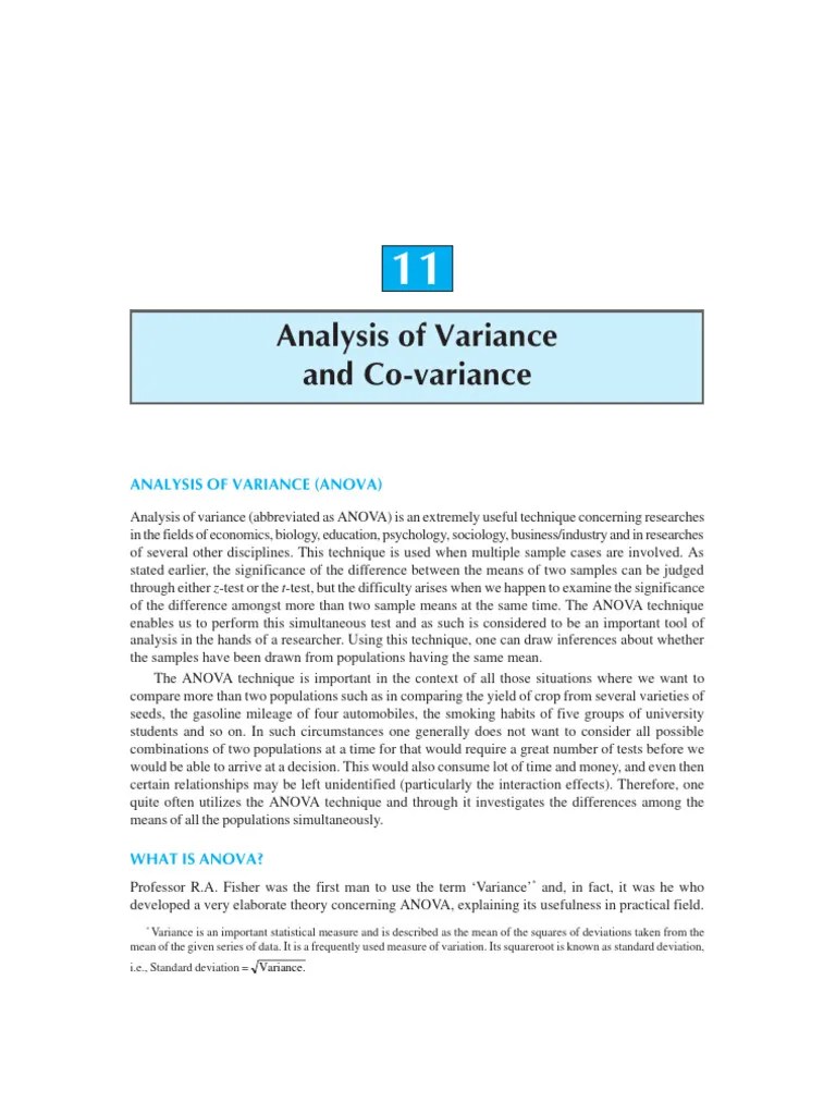 Analysis Of Variance (ANOVA) | PDF | Analysis Of Variance | F Test