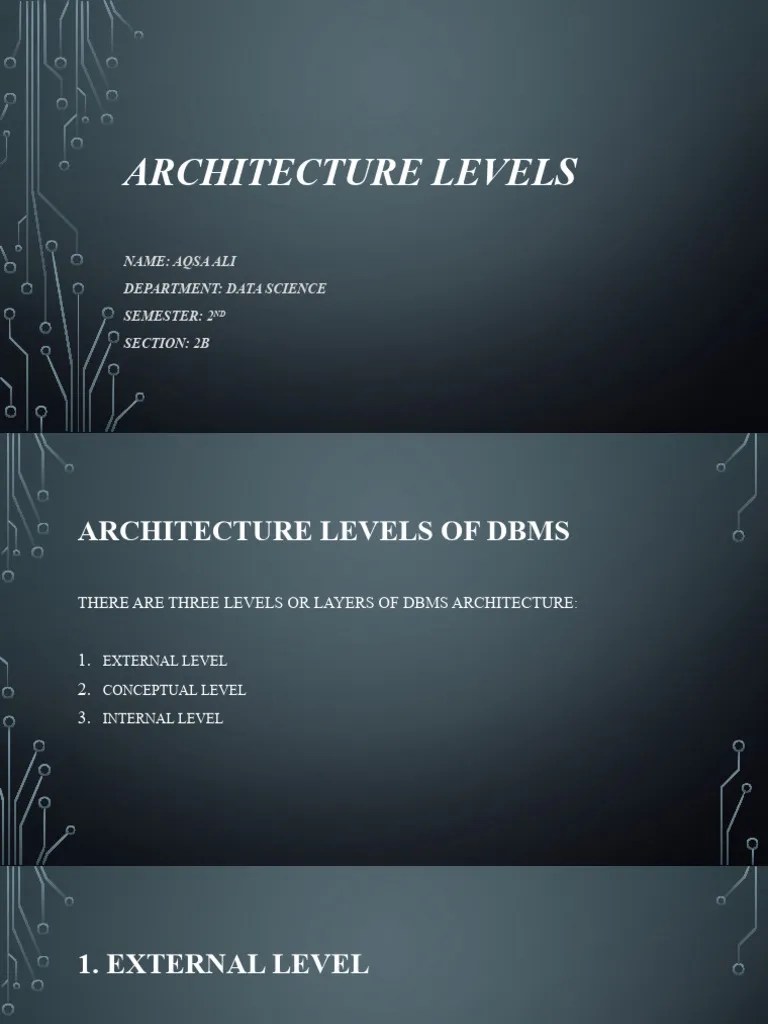 Dbms Architecture Levels Aqsa Ali | PDF | Computers | Technology & Engineering