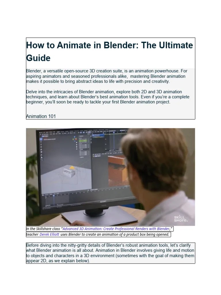 How To Animate In Blender | PDF | Computer Animation | 3 D Computer ...
