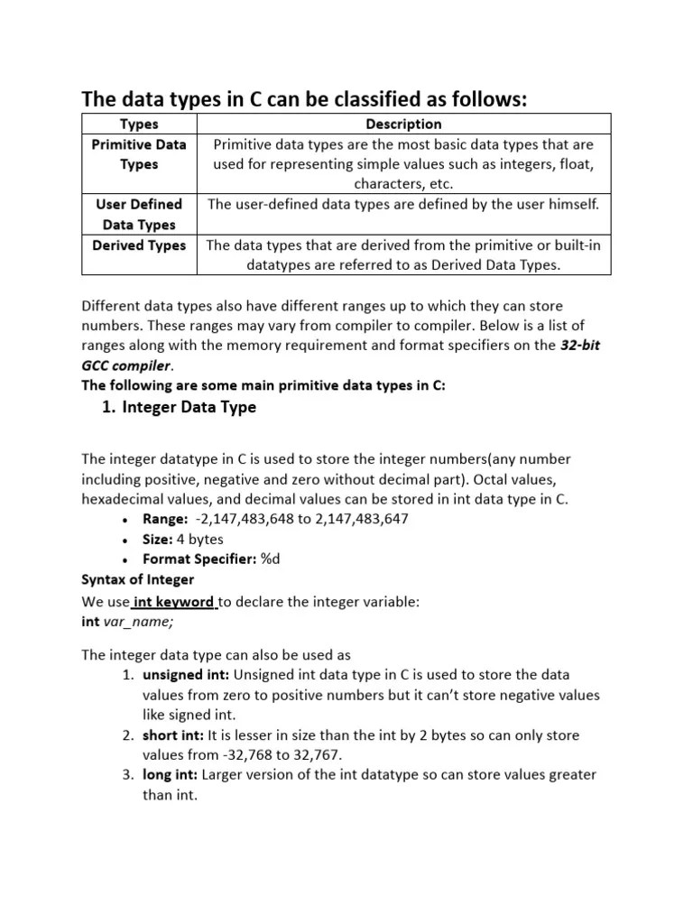 ADP (P.F) Data Types | PDF | Integer (Computer Science) | Data Type